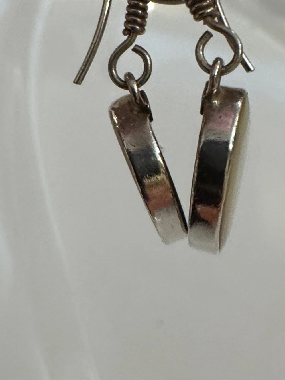 Silver Drop Earrings with White Mother-of-Pearl Ovals